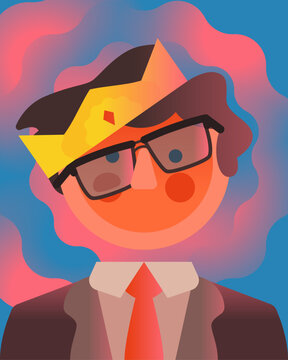 Funny embarrassed man with a crown