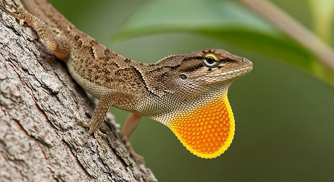 Brown anole on tree trunk