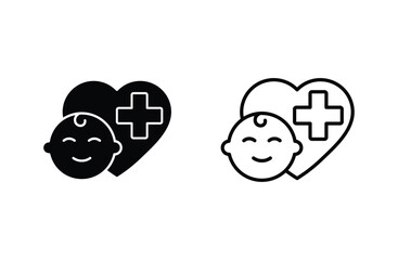  pediatric care icon vector  protect child health sign for web design	