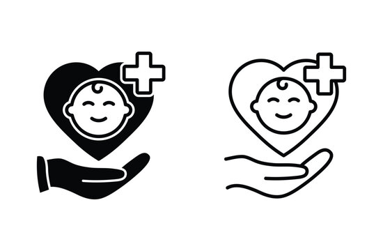 pediatric care icon vector  protect child health sign for web design	