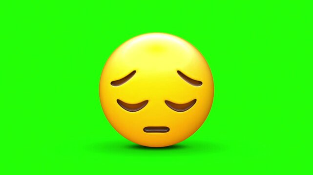 Disappointed Face emoji 4k stock animation video on a green screen background for chroma key video editing