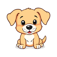 Fototapeta premium Cute Puppy clipart flat design isolated on white background