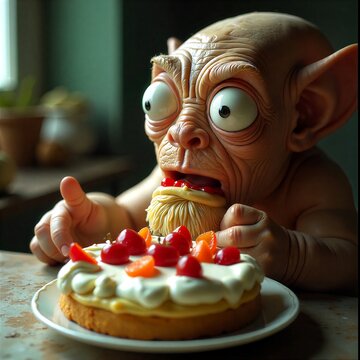 Alieno che mangia la torta