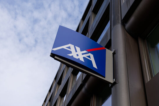 Winterthur, Switzerland - 13th January, 2026: The logo of AXA, a multinational insurance company. AXA, provider of financial and insurance services to private persons and corporate businesses.