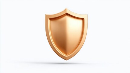 Golden shield emblem symbolizing protection, security, and achievement on a clean white background