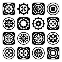 Abstract Gear Icons. Set of Black and White Design Elements.