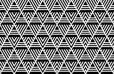 Abstract Seamless Geometric Triangles Pattern. Black and White Striped Lines Texture. 