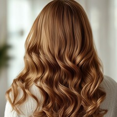 Fototapeta premium Beautiful long wavy brown hair with soft volume and natural movement