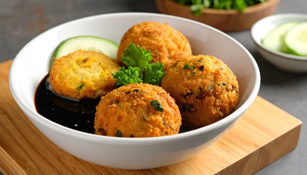 Savory Fried Snack Balls Traditional Indonesian Sala Lauak or Perkedel