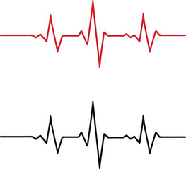 Striking red ECG heartbeat line on white background symbolizing cardiac rhythm and vital sign monitoring in medical settings