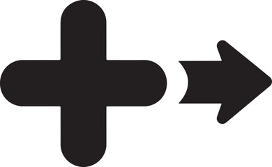 Obraz premium Medical Cross Symbol Silhouette Simple Plus Sign Icon Illustration Healthcare Cross Black Silhouette