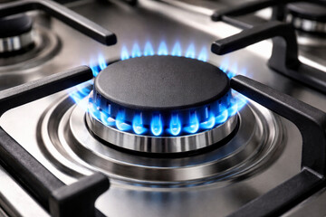 Close-Up of Gas Stove Burner in Kitchen