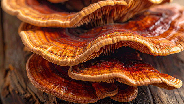 Woodland Mushroom Texture, Macro of Rusty Gilled Polypore Fungus on Dead Wood