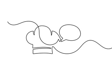 Obraz premium Continuous line drawing of a chef hat in minimalist style for kitchen and cooking concept