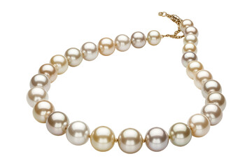 Fototapeta premium Elegant pearl necklace with golden clasp isolated on transparent background