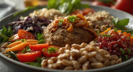 Eye appealing nutrient dense food plate with vibrant colors