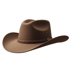 Classic brown cowboy hat displayed against a plain background