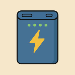 power bank outline. Colored vector drawing
