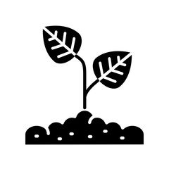 green sprout black line icon.