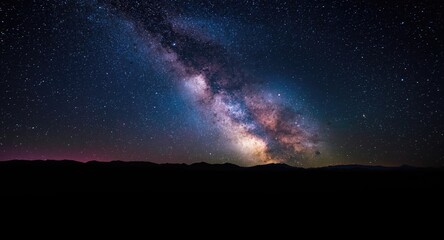 Fototapeta premium Early morning Earth view paired with dazzling Milky Way galaxy