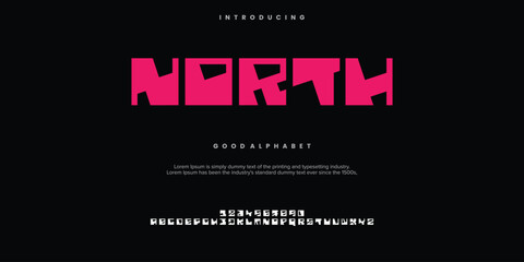 North Abstract Fashion font alphabet. Minimal modern urban fonts for logo, brand etc. Typography typeface uppercase lowercase and number. vector illustration