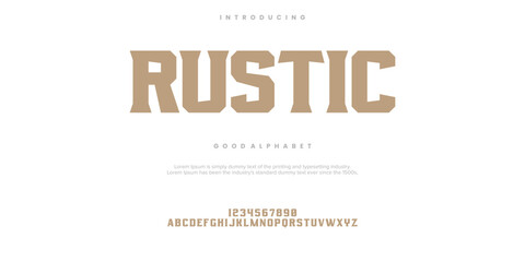 Rustic Elegant font letter alphabet set. Classic black lettering Typographic Font. uppercase with numbers. vector illustration