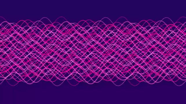 Abstract Pink Wavy Lines on Dark Purple Background Dynamic Flowing Pattern.