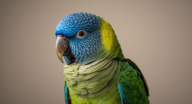 Exquisite Ara parrot with ocean blue head and glowing green feathers available for sale