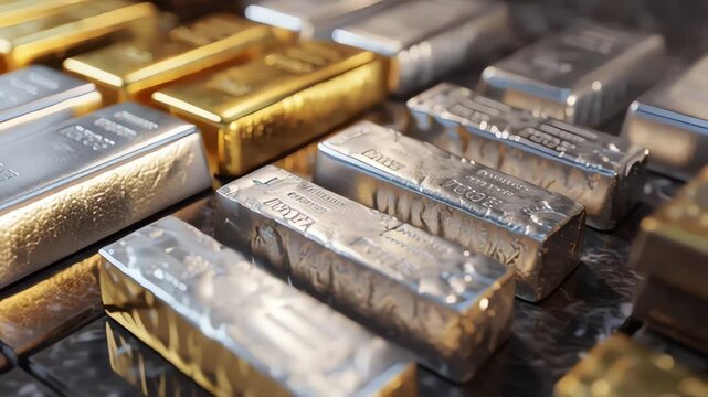 Gold and Silver Bullion Bars Financial Wealth Investment Asset