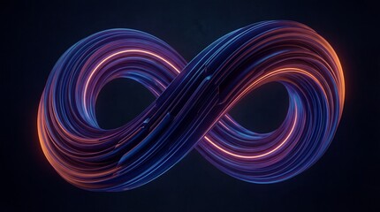 Abstract Infinity Symbol Swirls with Neon Glow.