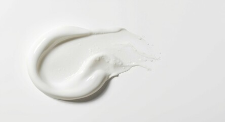 Close up cream moisturizer with wavy texture on white background featuring copy space in horizontal banner for skincare beauty product