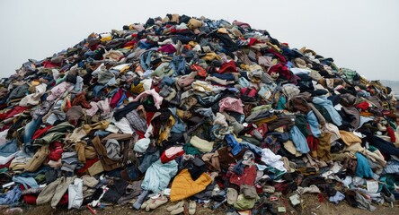 Enormous cluster of old clothes dumped in landfill site