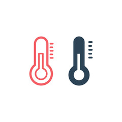Thermometer icons set in trendy flat design.