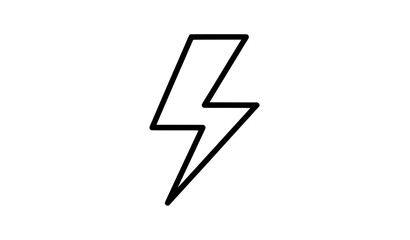 Black lightning bolt outline vector icon isolated on white background linear minimal design