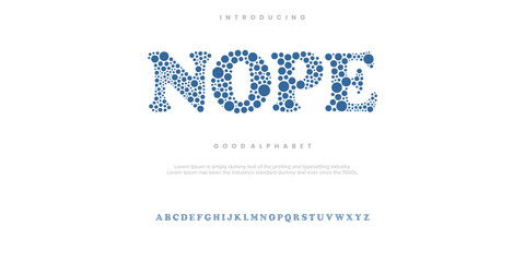 NOPE Abstract minimal modern alphabet fonts. Typography technology vector illustration