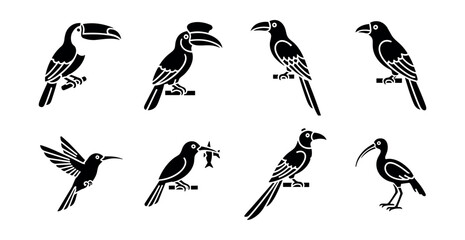 Fototapeta premium Bird Silhouette Collection Facing Right