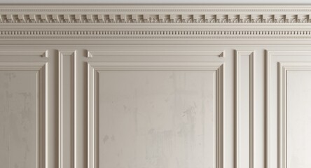 Obraz premium Elegant interior backdrop crafted with gypsum moldings cornice panels and baseboard details