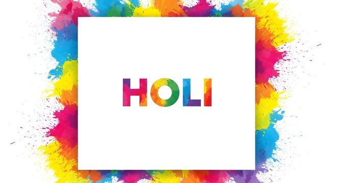 Vibrant holi celebration background with colorful textured border