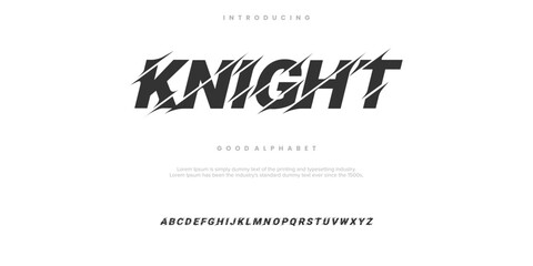 Kinight Abstract minimal modern alphabet fonts. Typography technology vector illustration