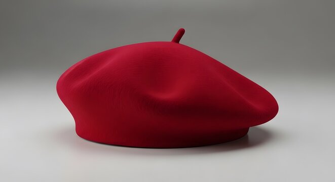 A vibrant red beret on a plain background
