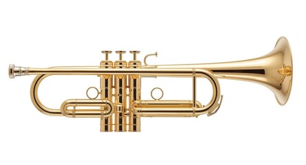 Obraz premium brilliant brass trumpet displayed with a clear white background