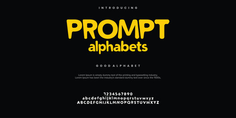 Prompt abstract minimal modern alphabet fonts. Typography technology vector illustration