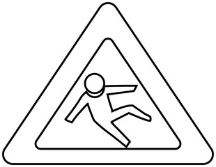 Symbol of slippery floor sign. Beware wet floor