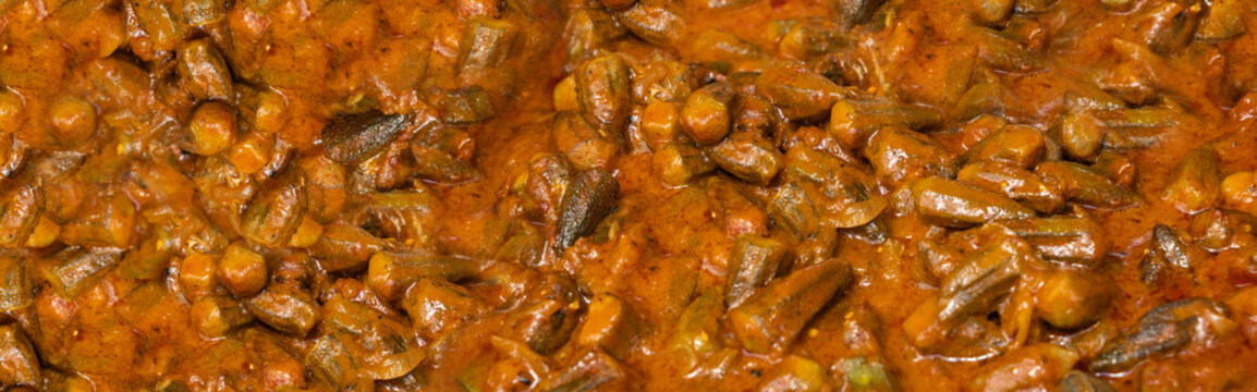 Stewed okra pattern, cooked bamya background