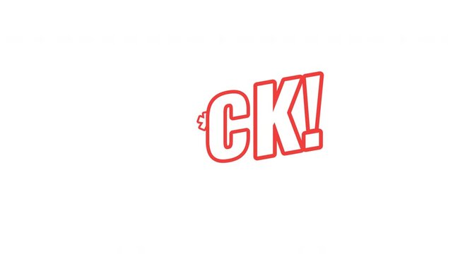 FCK energetic tilted outline text animation. Censored swear. Expletive communication. Frustration rage. Online outburst. Bold orange slanted CTA typography in dynamic motion. Expressive overlay
