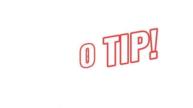 Pro tip energetic tilted outline text animation. Professional expert advice. Insider knowledge. Helpful useful hack. Bold orange slanted CTA typography in dynamic motion. Expressive overlay