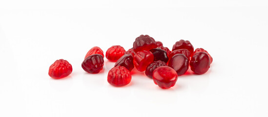 Fruit gummy candy pile isolated, vegan chewing marmalade pills, jelly gumdrops heap