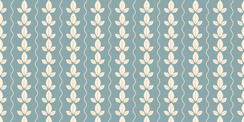 Wzór w liście i fale. Tło wektorowe. © EmBer_graphic