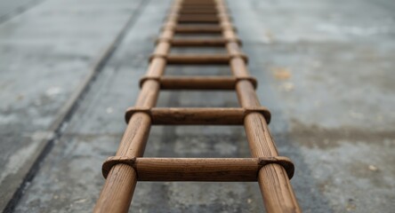 Edifice showcasing wooden ladder for fire hazard evacuation