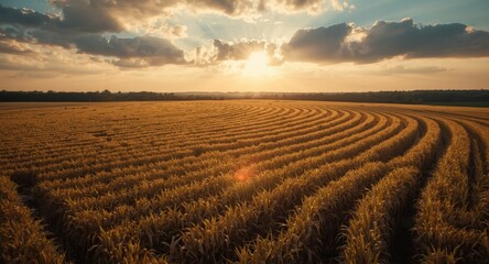Obraz premium Drone shot revealing a detailed cornfield maze layout